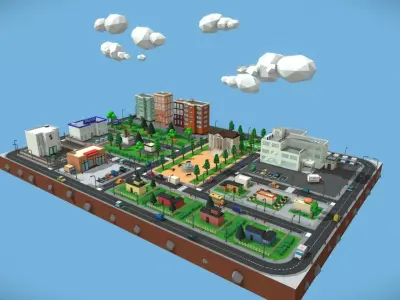 Lowpoly City Low-poly 3D model