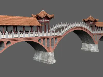 Chinese Bridge Low-poly 3D model