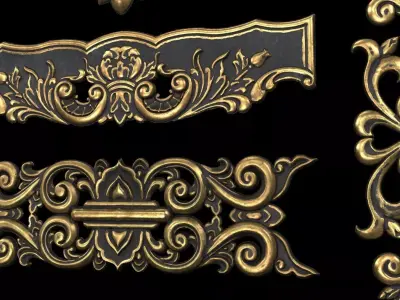 Collection of classical ornaments Low-poly 3D model