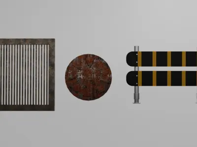 Urban Street and Road Props Pack  Low Poly 3D Model Collection 3D model