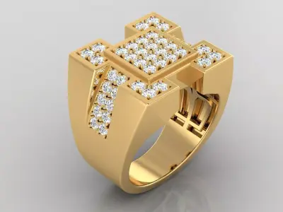 Ring M32 Mens luxury ring with gem 3D print model