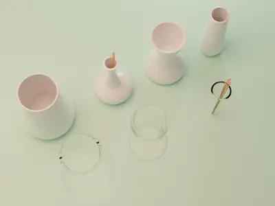 Vases set of Low-poly 3D model