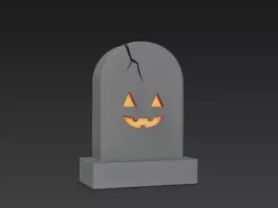 Realistic 3D Model of Gray Tombstone Happy Halloween Grave Prop 3D print model