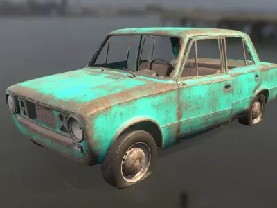 Abandoned car Low-poly 3D model