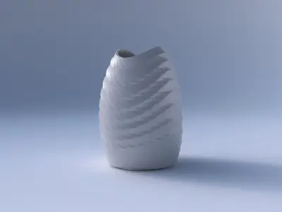 Bowl compressed with sections and twisted lines 3D print model