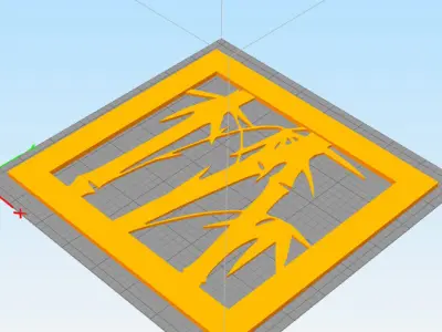 Bamboo wall decoration  set of 3 frames  3D print model