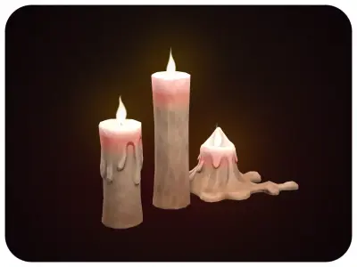 Stylized Candle Small Set Low-poly 3D model