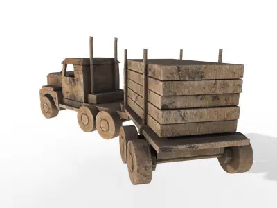 Wooden Toy Truck 3D model