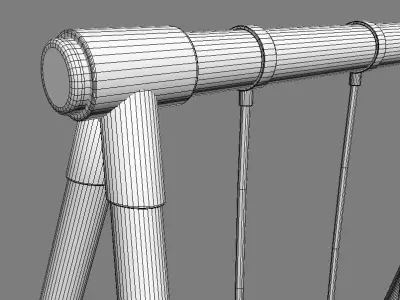 Double Seats Wooden Swing 12 3D model