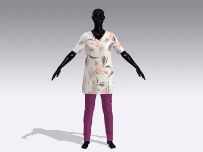 Female Cloth Dress Low-poly 3D model