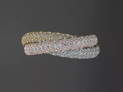 Ring Tri Color Classic Model Diamond 3D print model