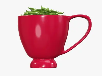 Plant in cup decorative 3D model