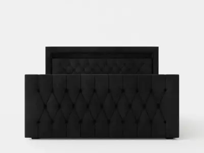 Franco Bed Package 160x200 Led Lighting Black Artificial Leather Low-poly 3D model