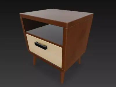 Wooden Bedside Table Low-poly 3D model