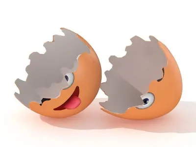 Egg Cracked Emoji N016 Low-poly 3D model