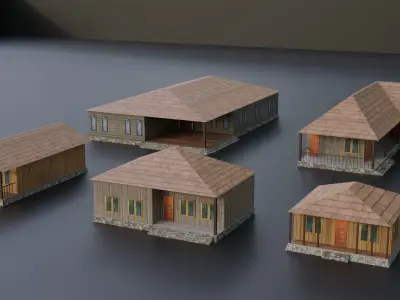 HOUSE PACK LOW POLY ready for unreal engine Low-poly 3D model