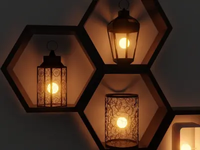 Lanterns  Low-poly 3D model