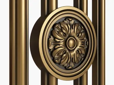 baluster pair of ornate door knobs 3D model