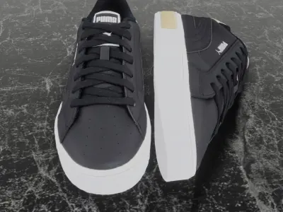 Puma 3D Shoes - White - Black - Gold Low-poly 3D model