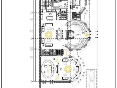 Luxury Classic Duplex Villa Plan 6 Bedroom House Layout 3D model