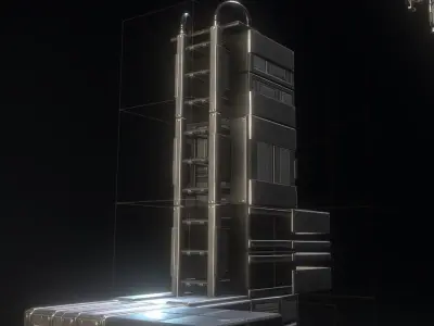 Modular Sci-Fi Ladders Basic Version Low-poly 3D model