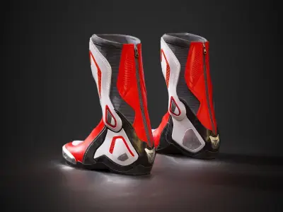 Motorcycle racing boots B red Low-poly 3D model