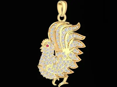 Luxury Rooster Pave Diamond Pendant for Men and Women  2289 3D print model