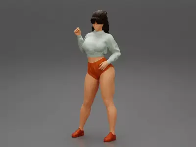 Sexy Young Woman Posing in a mini Short 3D print model