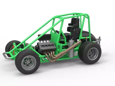 Midget car Base Scale 1 to 25 3D print model