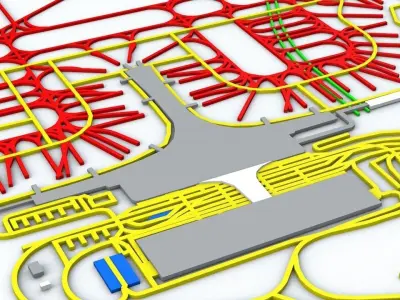 Sheremetyevo SVO Moscow Airport Roads Buildings and Public Trans 3D model