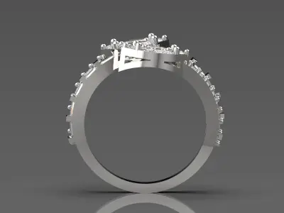 Luxury double-ended ring with marquise baguette diamonds jr00096 3D print model