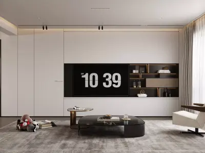 Modern living room dining room bedroom interior scenes 308 3D model