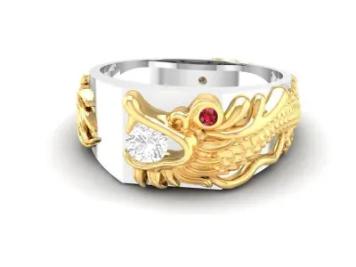 Luxury Chinese Dragon Diamond Ring for Men  437 3D print model