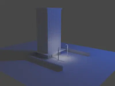 Bulding Low poly tall building at night Free 3D model