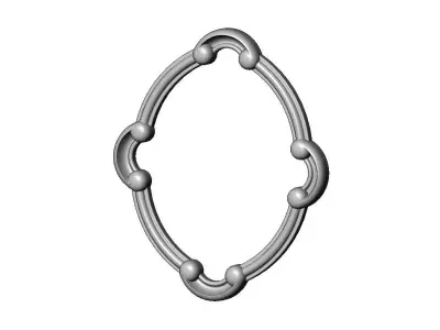 Oval carved detailed corner scroll arc frame relief 3D print model