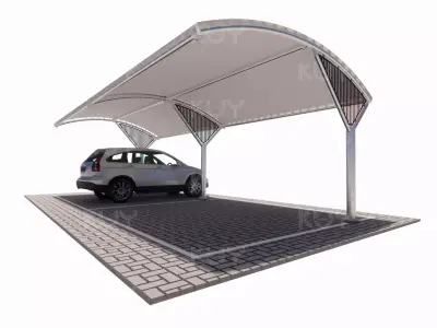 Stretch canvas roof structure with pattern 1 Low-poly 3D model