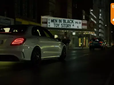 Car night animation scene 3D model