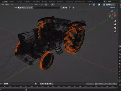 Rusty Vintage Tractor Low-poly 3D model