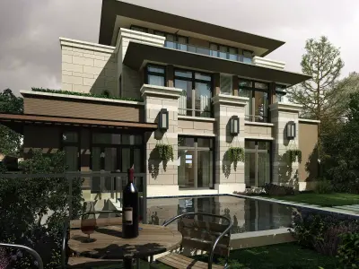 3D model of 2022 luxury fashion villa exterior 40 3D model