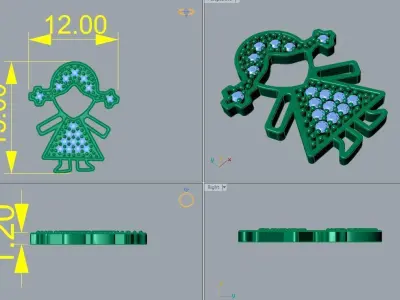 Little girl pendent 3D print model