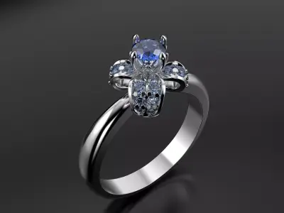 Bow Ring with diamonds 3D print model