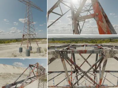 Rusty Transmission Tower Package 3D Model Collection