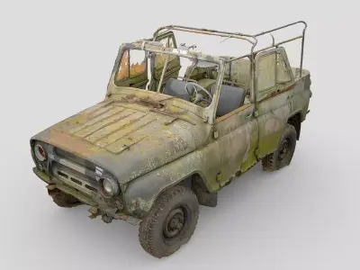 UAZ 469B wreck 02 3D model
