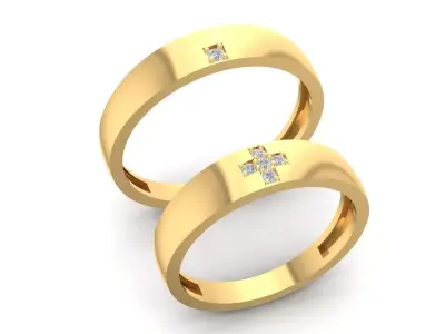 Minimalist Diamond Couple Rings for Men and Women 1509 3D print model