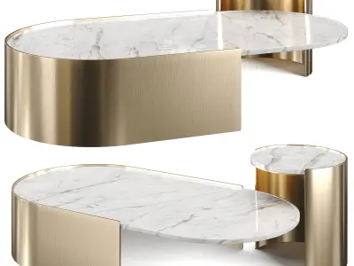 Guastalla Oval marble coffe table by IOC 3D model