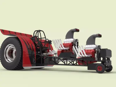 Twin-engined pulling tractor 3D model