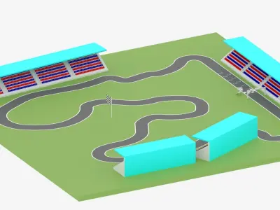 Cartoon Race Track 3D model