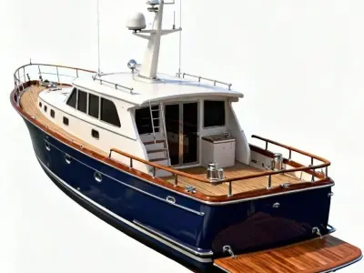 Midnight Blue Trawler Yacht 3D Model Low-poly 3D model