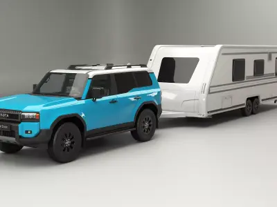 Toyota Land Cruiser 250 and Camping Caravan 3D model
