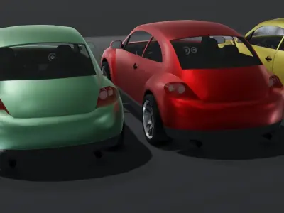 Generic Compact Car With Interior Lowpoly 3D Model Low-poly 3D model